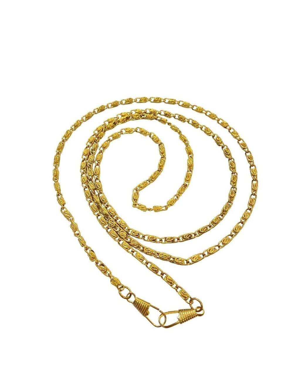 Gold Tone Long Chain Necklace Minimalist Layering Statement Jewelry With Intrica